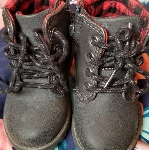 Black and flannel boots